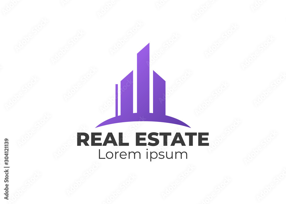 Real estate house linear logos, emblems set. Real Estate, Building and Construction Logo Vector Design