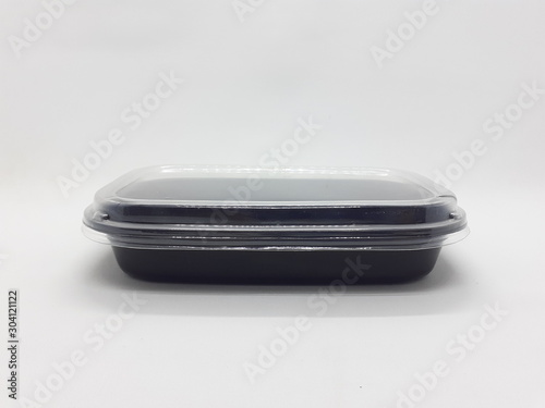 Wallpaper Mural Empty Black Dark Plastic Food Container for Kitchen Utensils in White Isolated Background Torontodigital.ca