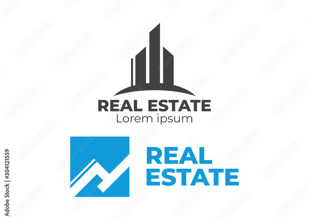 Real estate house linear logos, emblems set. Real Estate, Building and Construction Logo Vector Design