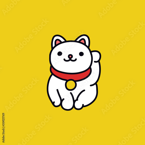 maneki neko doodle icon, vector illustration