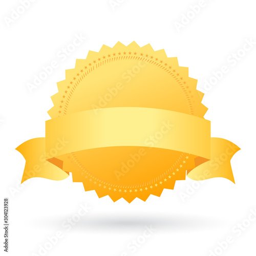 Gold award seal with ribbon