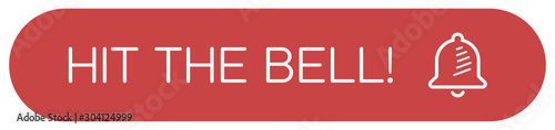 Simple Red Hit HIT THE BELL Button, Vector Icon