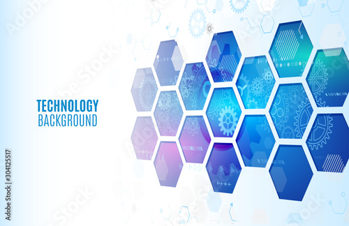 Abstrac hexagons science background. Hi-tech digital technology and engineering concept