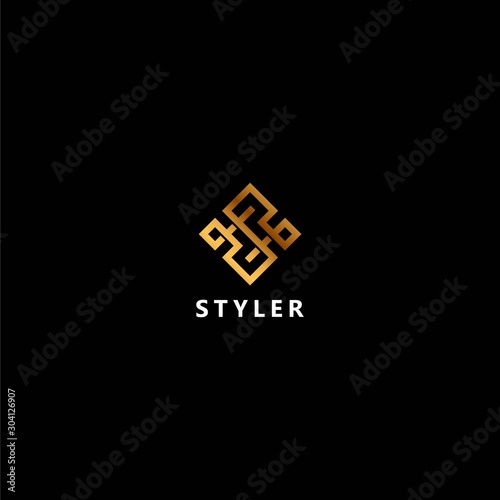 Luxury logo designof letter S with gold and black background - EPS10 - Vector. photo