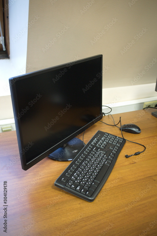 Workplace with lcd monitor, keyboard and mouse Workplace with lcd monitor, keyboard and mouse