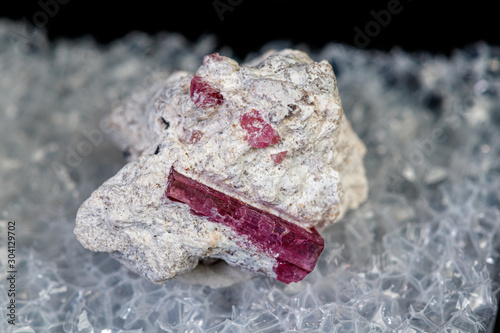 Slika na platnu macro mineral stone red beryl on a black background
