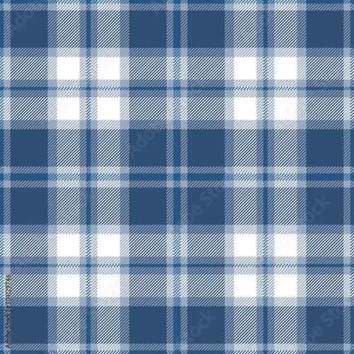 Blue and white tartan plaid. Scottish textile pattern. 
