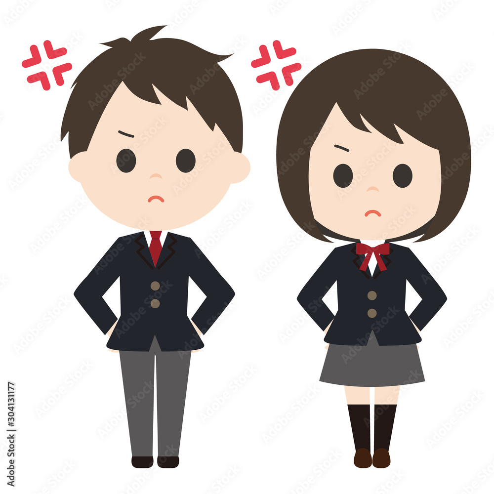 男女 学生 怒り 制服 男女 学生 怒り 制服