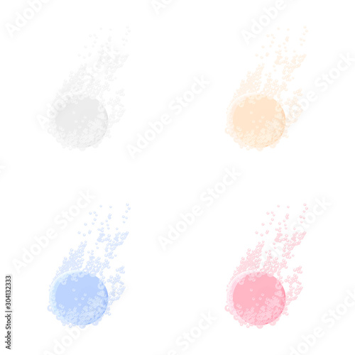 Effervescent tablets illustration set. Vector.