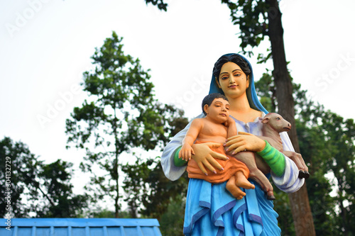 The statue of mother marry with Jesus Christ. Mother mary statue.