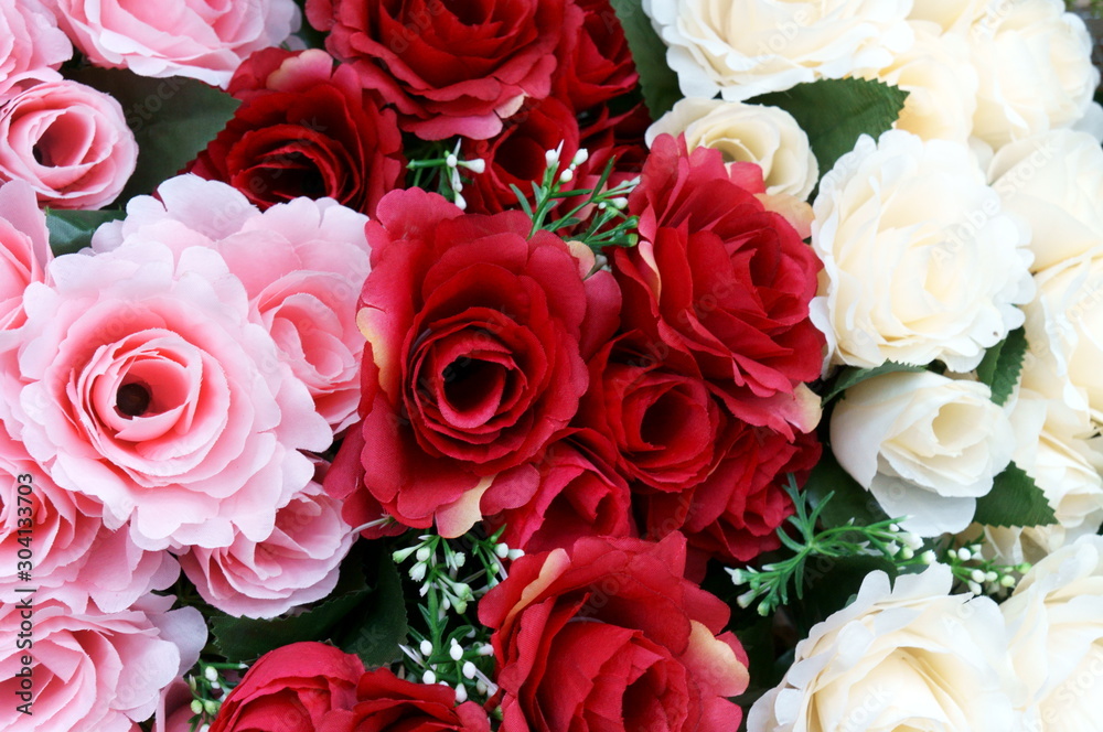 Red flowers in a bouquet