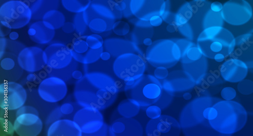 Blue glitter lights background. Bokeh christmas defocused light, dark blue shiny mockup, round dotted texture 