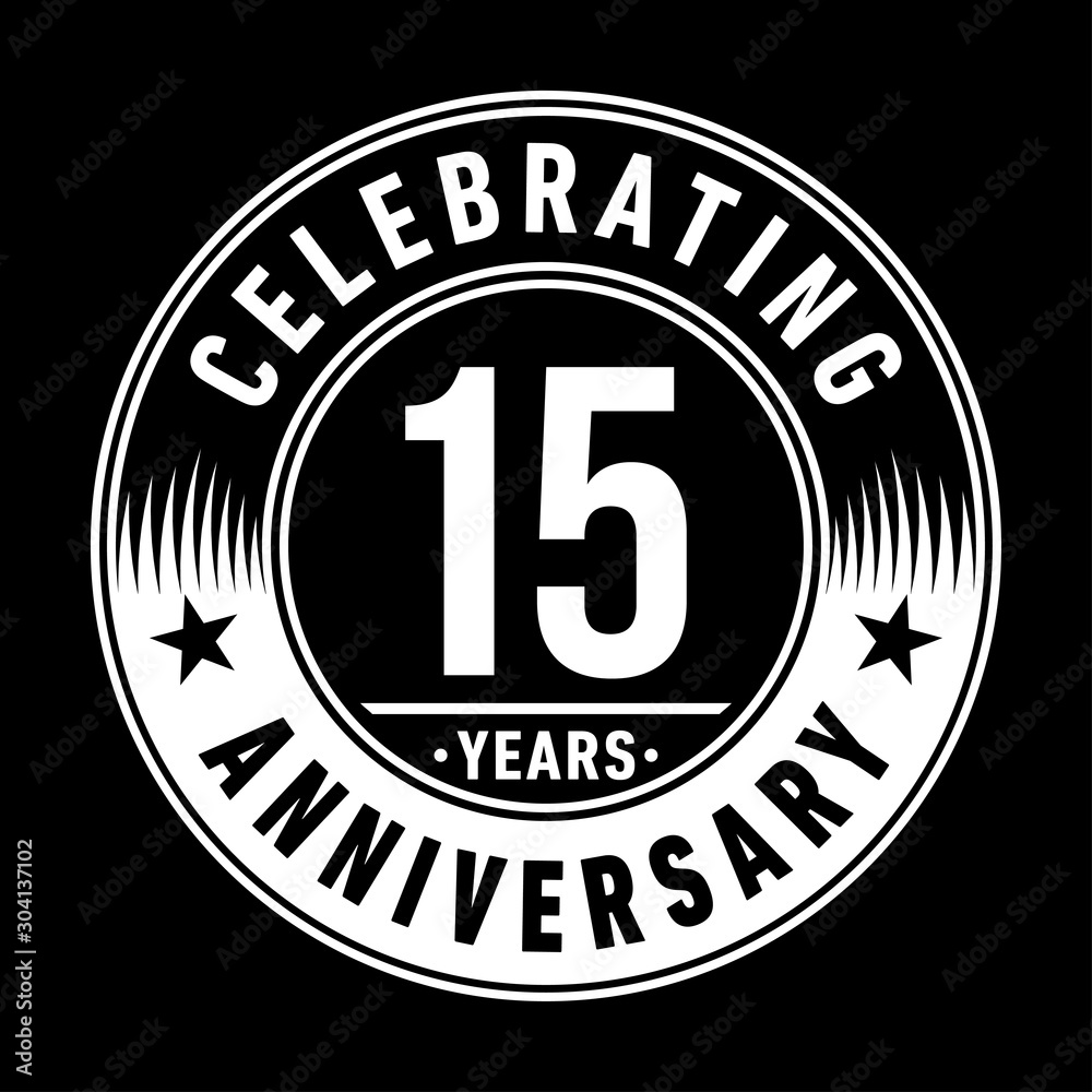 15 years logo. Fifteen years anniversary celebration design template. Vector and illustration.