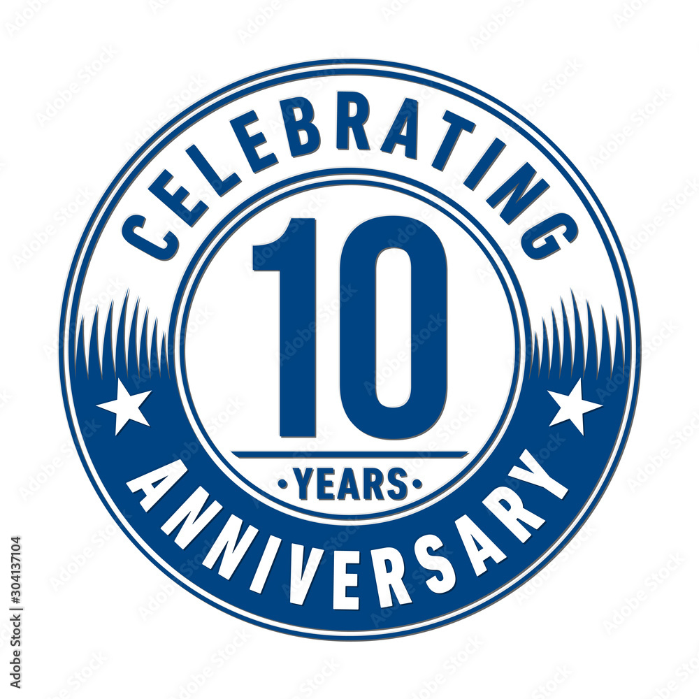 10 years logo. Ten years anniversary celebration design template. Vector and illustration.