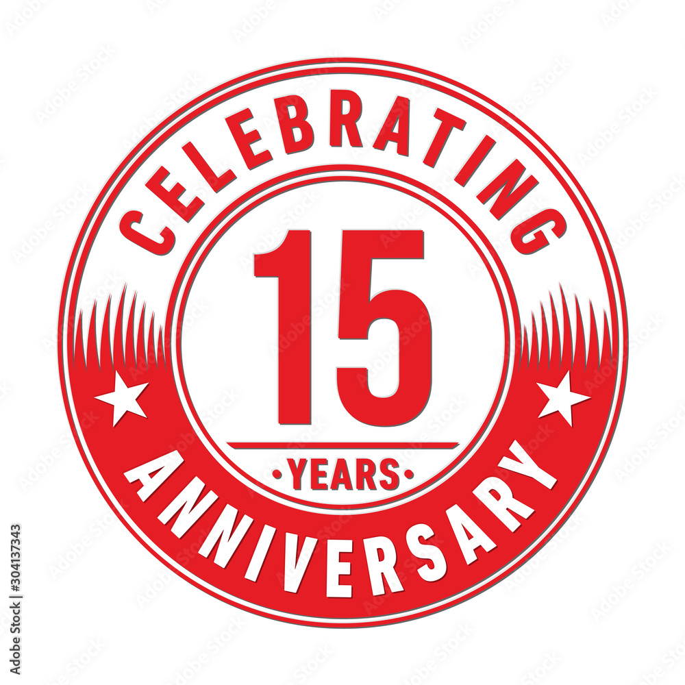 15 years logo. Fifteen years anniversary celebration design template. Vector and illustration.
