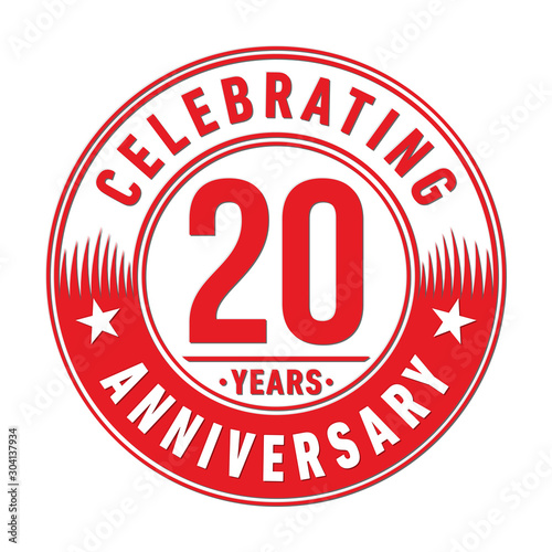 20 years logo. Twenty years anniversary celebration design template. Vector and illustration.