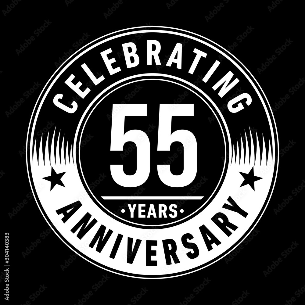 55 years logo. Fifty-five years anniversary celebration design template. Vector and illustration.
