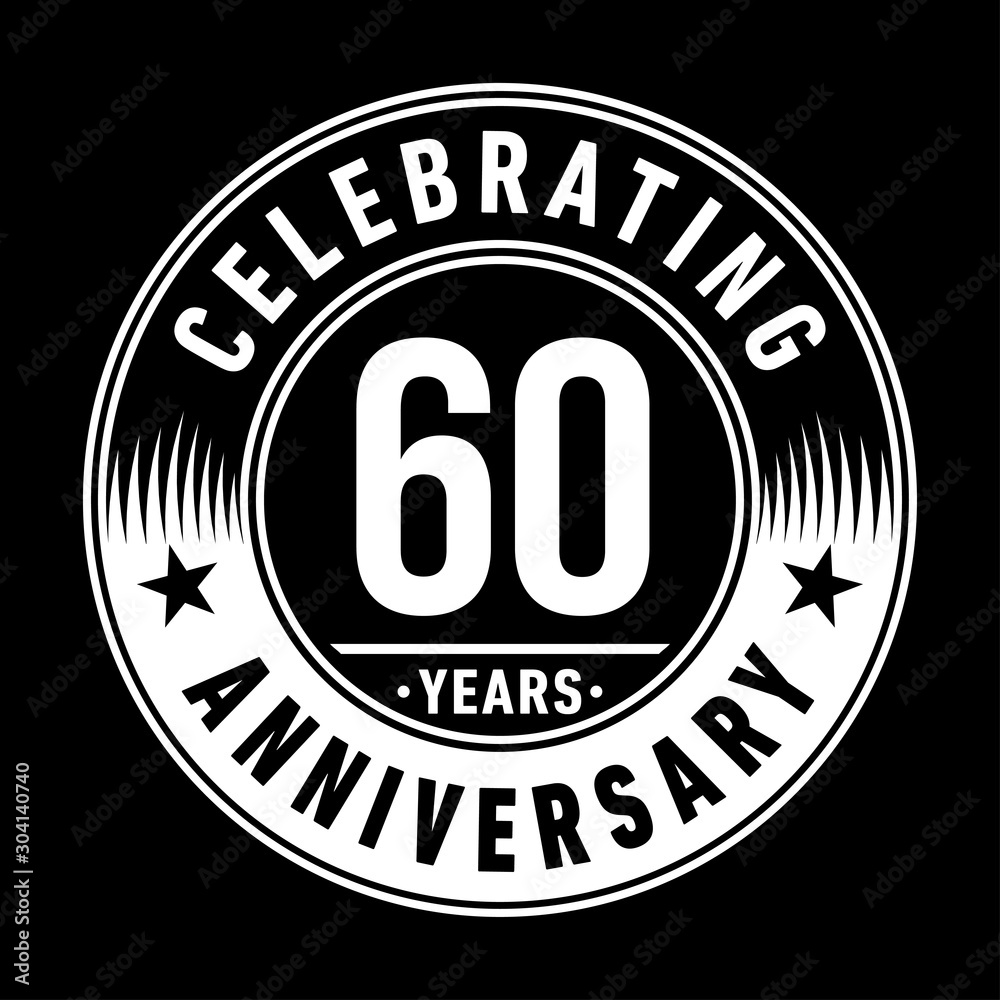 60 years logo. Sixty years anniversary celebration design template. Vector and illustration.