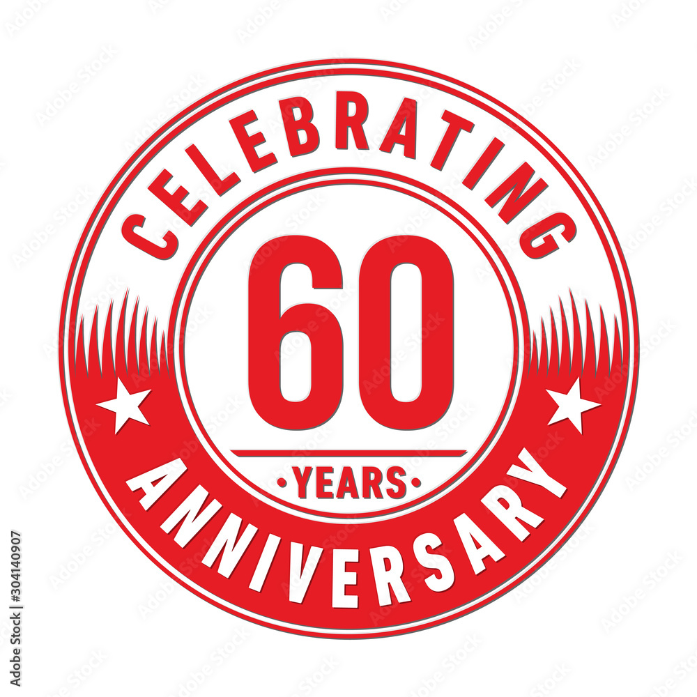 60 years logo. Sixty years anniversary celebration design template. Vector and illustration.