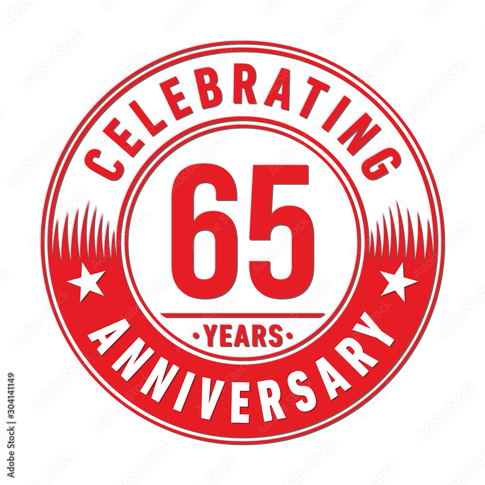 65 years logo. Sixty-five years anniversary celebration design template. Vector and illustration.