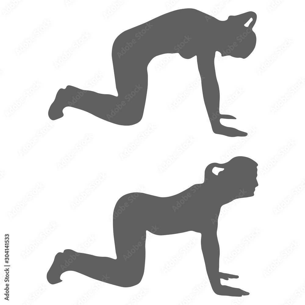 Silhouette of a woman performing fitness exercise Silhouette of a woman performing fitness exercise