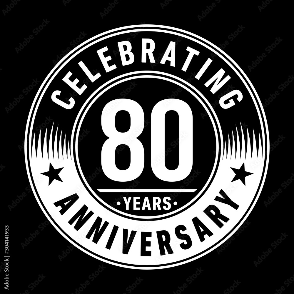 80 years logo. Eighty years anniversary celebration design template. Vector and illustration.