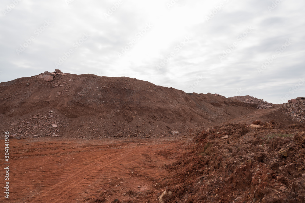 Earthwork sediment pile closeup in quarry