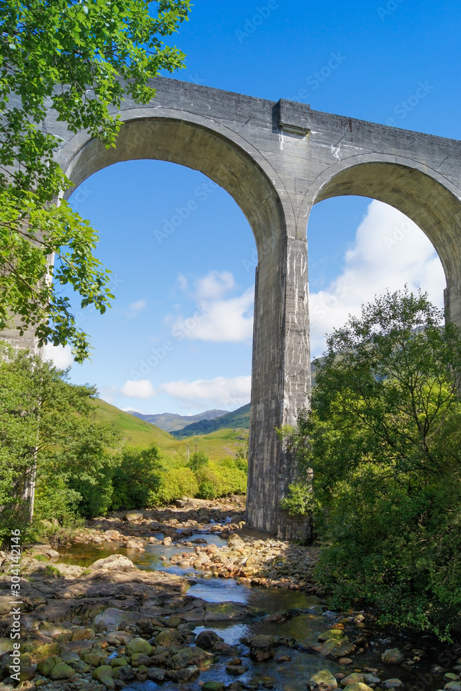 The Glenfinnan Viaduct railway bridge in Scotland	