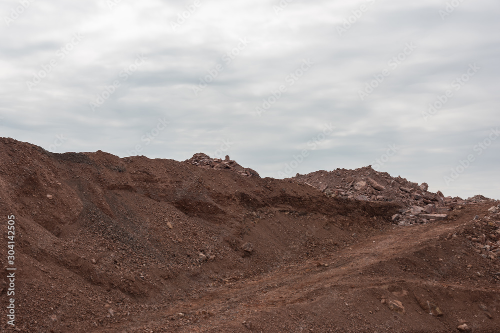 Earthwork sediment pile closeup in quarry Earthwork sediment pile closeup in quarry