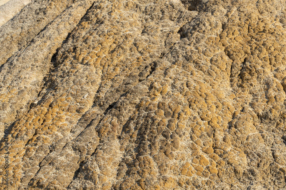 Yellow swollen surface of mountain dumps Yellow swollen surface of mountain dumps