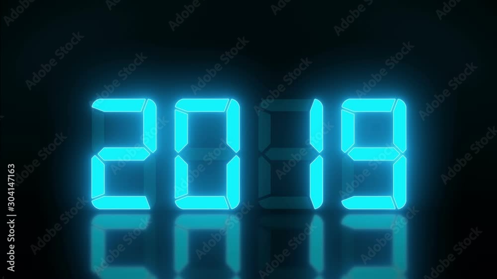 Video animation of an LED display in blue with the continuous years 1990 to 2020 over dark background - represents the new year 2020 - holiday concept Video animation of an LED display in blue with the continuous years 1990 to 2020 over dark background - represents the new year 2020 - holiday concept