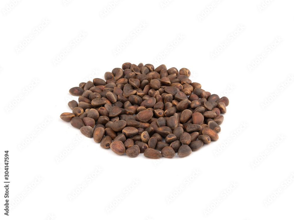 Cedar nuts on a white background Cedar nuts on a white background