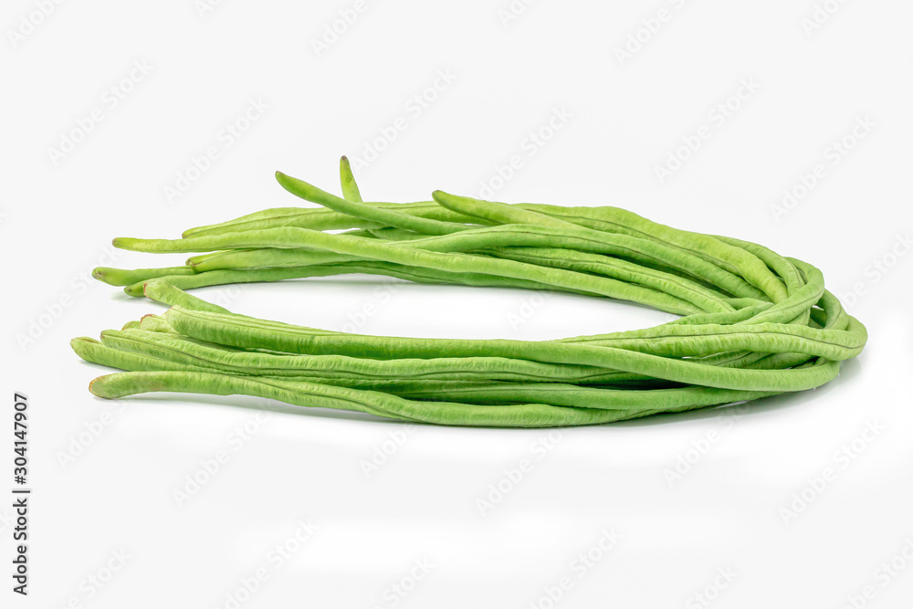 Yardlong bean isolated on white background, A bunch of freshly picked cowpea. Yardlong bean isolated on white background, A bunch of freshly picked cowpea.