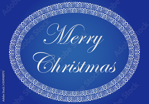 Felicitación azul de navidad con marco floral.