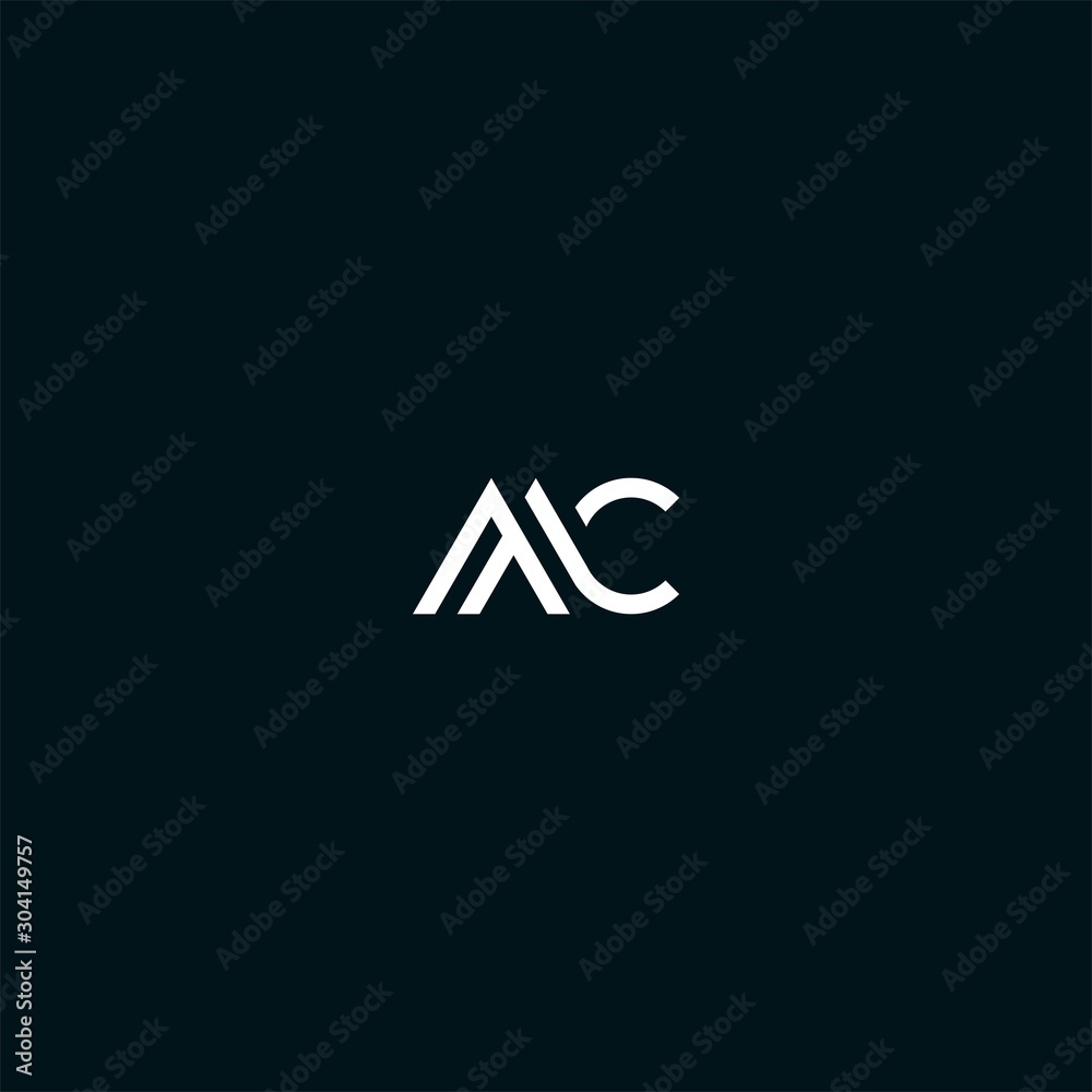 MC CM initial logo design vector - obrazy, fototapety, plakaty 
