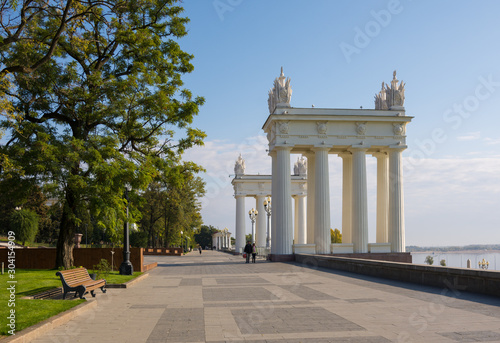 Volgograd. Russia- September 29, 2019. View of the propylaea of the central embankment of the city of Volgograd named after the 62nd Army photo