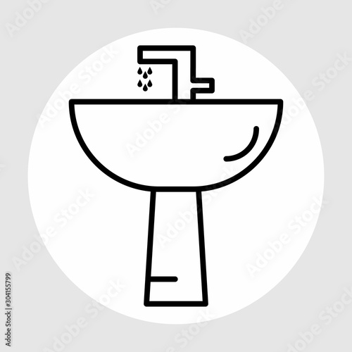 Wash Basin Icon Isolated On Abstract Background