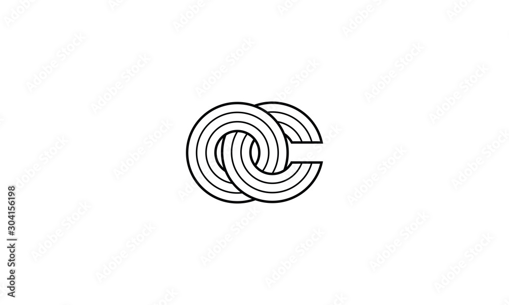 Two intersection letters OC logo monogram, CO emblem infinity symbol, O and C initials loop shape - Vector Two intersection letters OC logo monogram, CO emblem infinity symbol, O and C initials loop shape - Vector