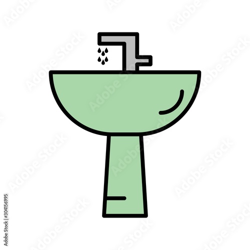 Wash Basin Icon Isolated On Abstract Background