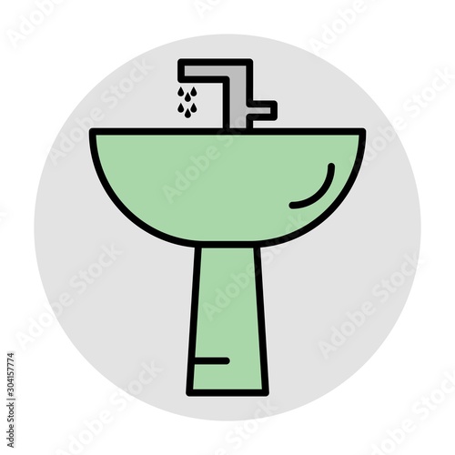 Wash Basin Icon Isolated On Abstract Background