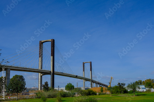 Complete view of bridge Quinto Centenario in Seville