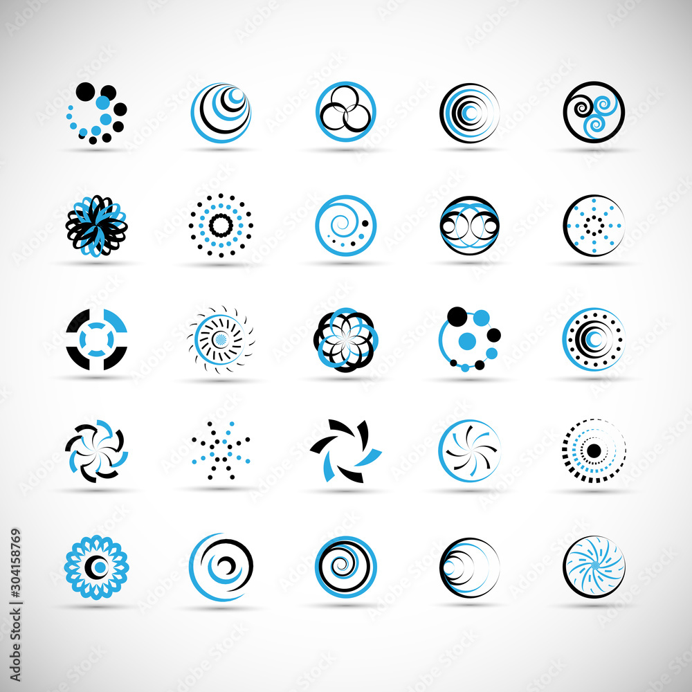 Abstract Circle Icon Set. Vector Isolated On Gray. Abstract Circle For ...