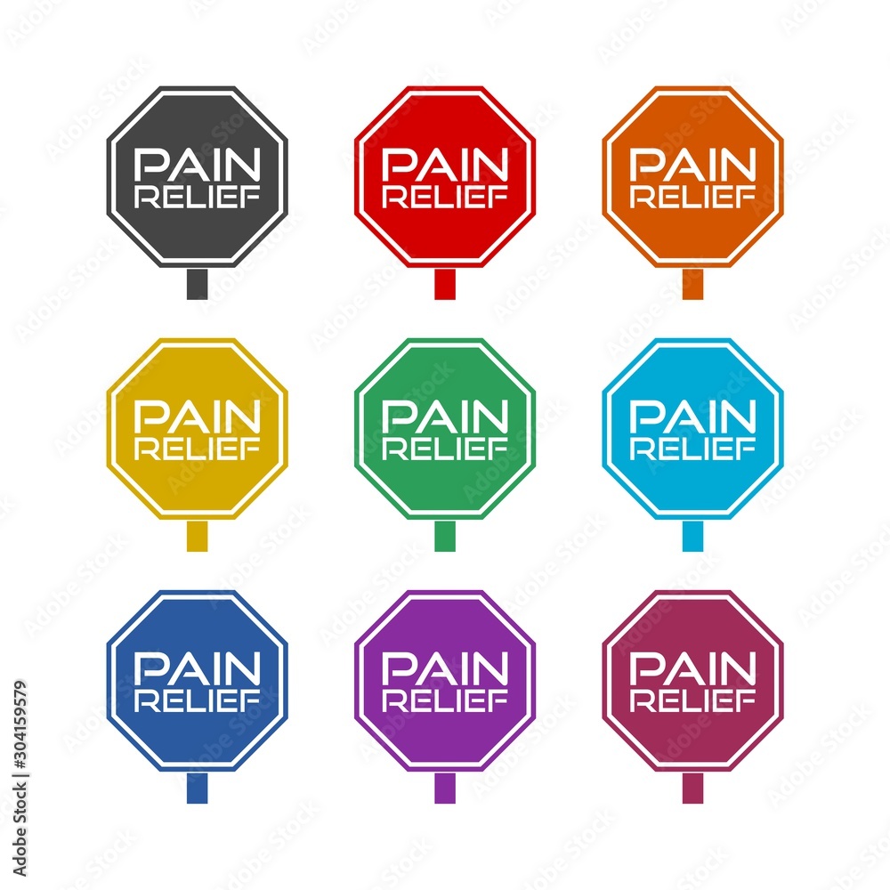 Pain Relief sign icon set isolated on white background Pain Relief sign icon set isolated on white background