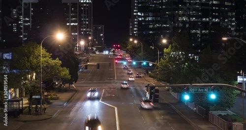 Busy city intersection in Seattle street