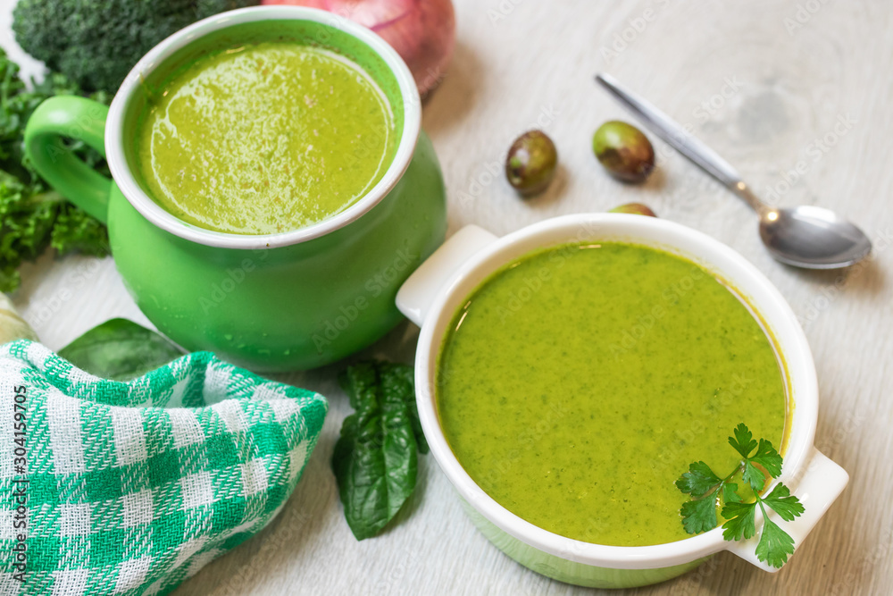 puree soup or natural vegetable cream top view puree soup or natural vegetable cream top view