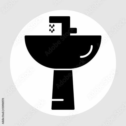 Wash Basin Icon Isolated On Abstract Background