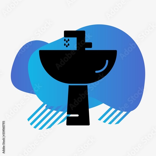 Wash Basin Icon Isolated On Abstract Background
