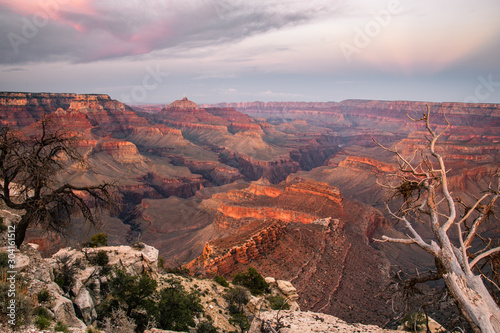 Sunset, just before Night Falls on the Canyon, Grand Canyon National Park, Arizona