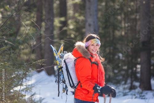 Bekah Herndon enjoying the solitude and beauty of the Black Cap Mountain Trail in winter at the northern end of the Green Hills Preserve near North Conway, New Hampsire. photo