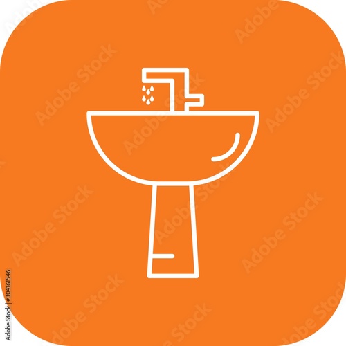 Wash Basin Icon Isolated On Abstract Background